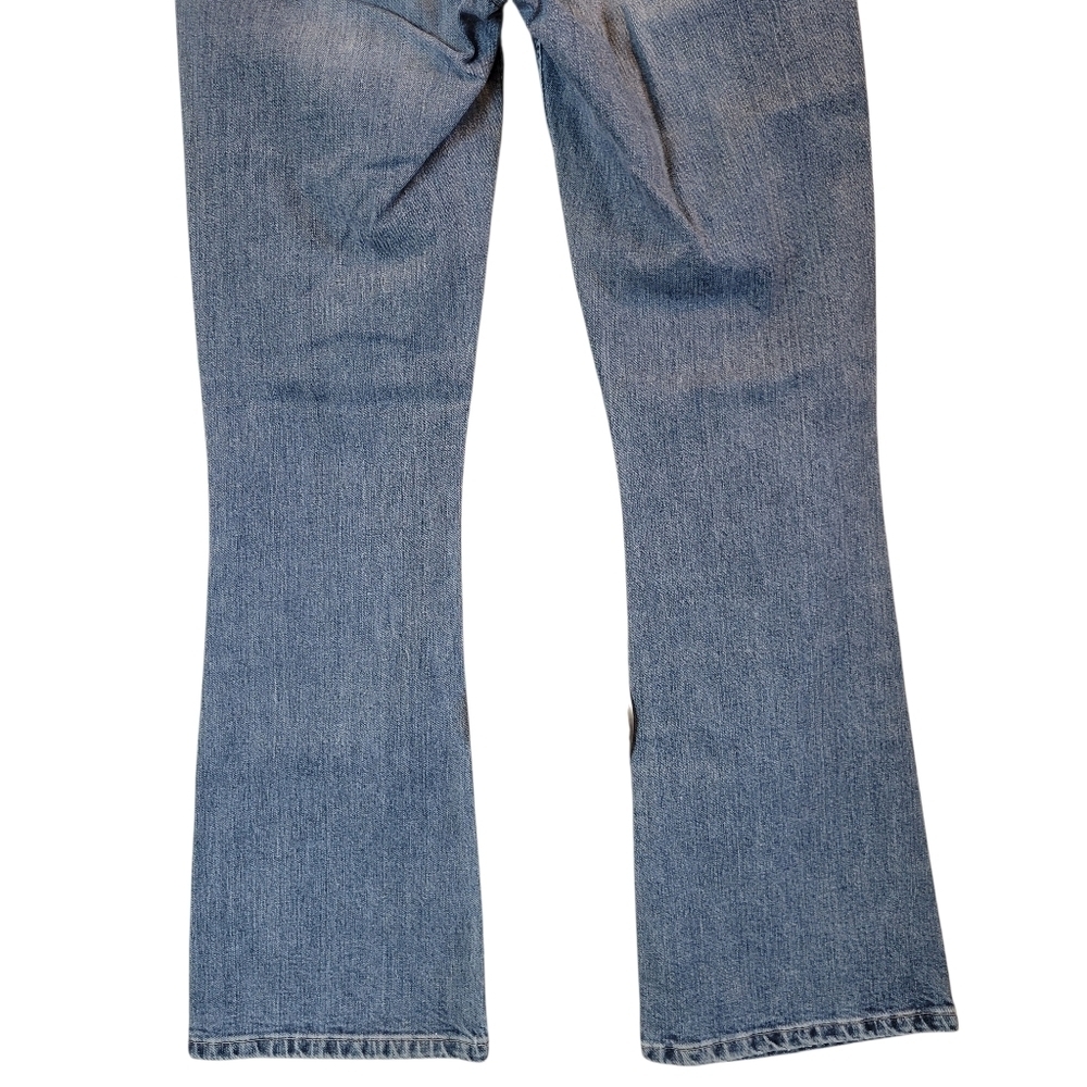 Y2K Silver Low Rise Flare Medium Wash Denim Jeans Pants - Picture 6 of 9